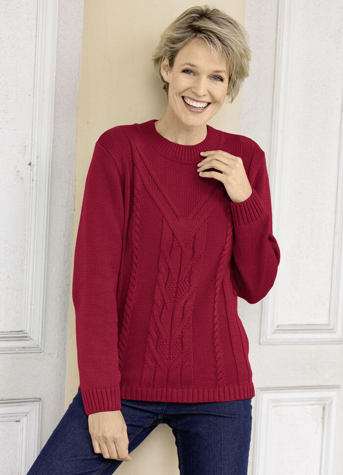 Pullover in Strukturmustermix DUNKELROT