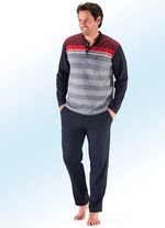 Hajo Klima Komfort Pyjama mit Knopfleiste und garngef&auml;rbtem Ringel 