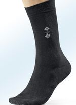 Achterpack Socken mit flachgenähter Spitze 4x SCHWARZ MIT MOTIV, 4x UNI SCHWARZ