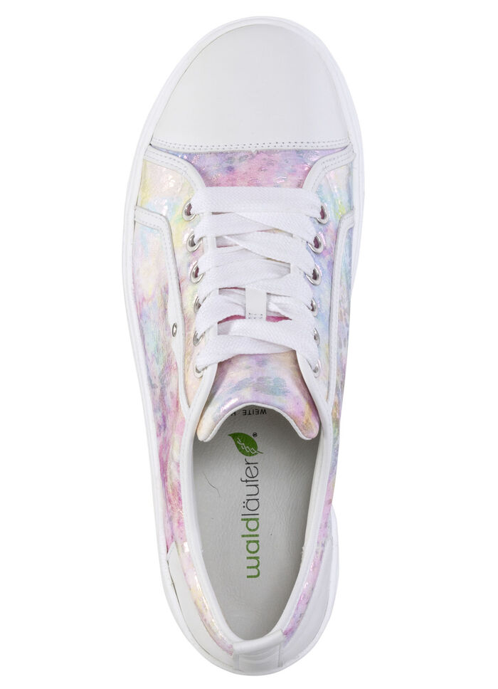Waldläufer Schnür-Sneaker mit verspieltem Druck WEISS-MULTICOLOR
