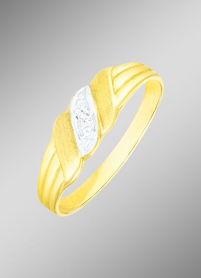 Klassischer Damenring in Bicolor mit Diamant 