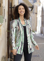 Shirt in Jacken-Optik SCHWARZ-GRÜN-APRICOT