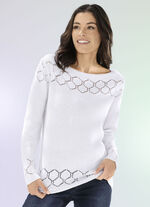 Pullover mit nachhaltig recycelter Baumwolle WEISS
