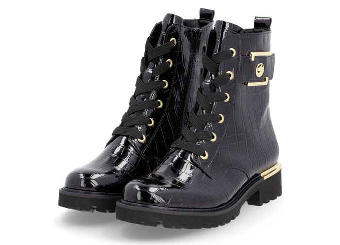 Remonte, stylische Damen-Stiefeletten, Winterschuhe, Weite G, mit herausnehmbarem Fußbett SCHWARZ-GOLD