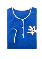 Zweierpack Nachthemden, uni und allover dessiniert mit Knopfleiste 