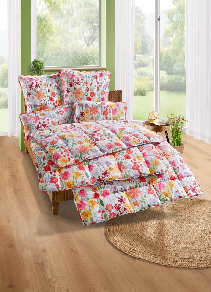 Bettwaren-Set mit Blumen-Dessin, 2-teilig 