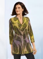 Longshirt mit Zierfalte im Vorderteil GRÜN-FLIEDER