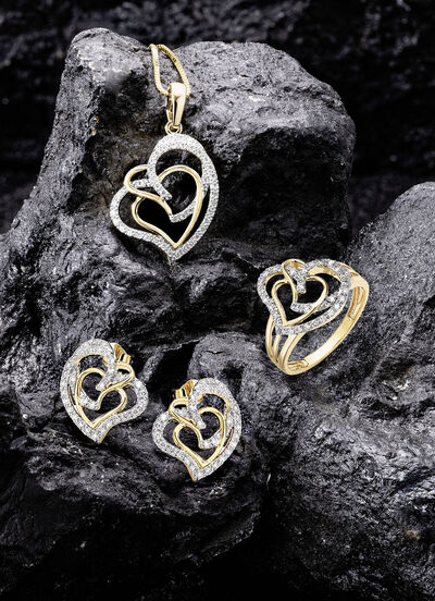 Herz-Damenring mit 68 Diamanten 