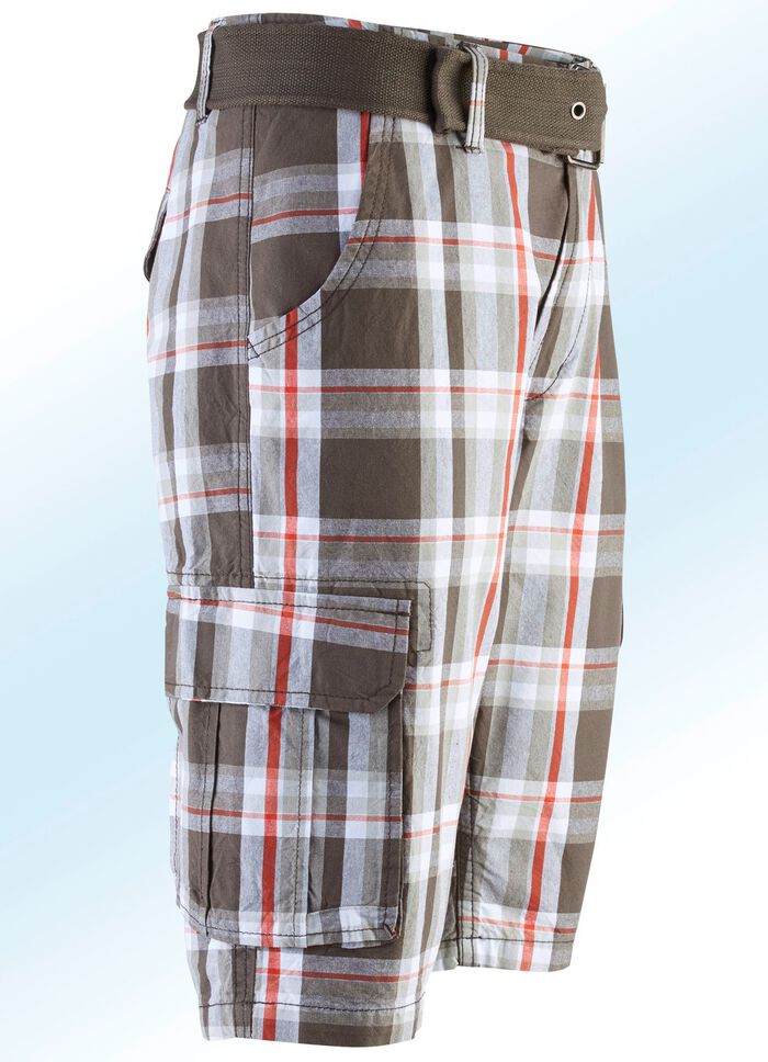 Bermudas mit G&uuml;rtel und Cargotaschen in 2 Farben 