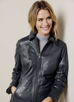 Lederjacke mit Umlegekragen 