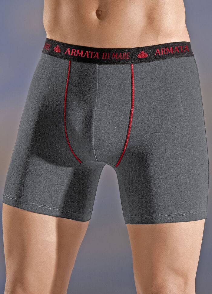 Viererpack Pants, mit Elastikbund, Kontrastnähten 2X SCHWARZ-ROT, 2X GRAU-ROT