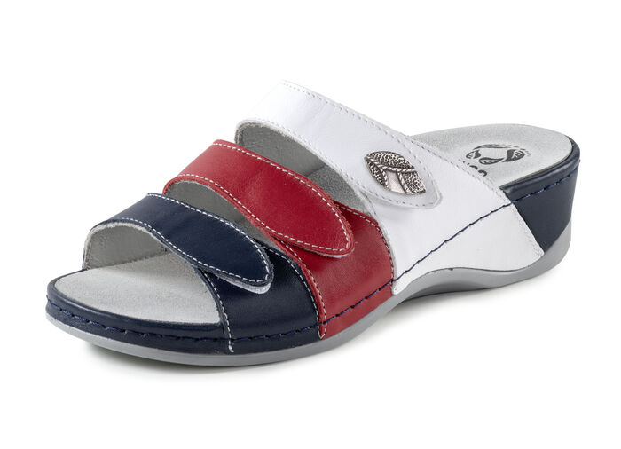 Mubb Pantolette aus Nappaleder mit Metallschmuck BLAU-ROT-WEISS