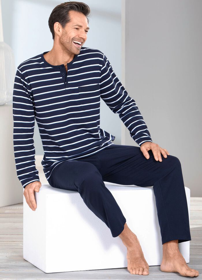 Zweierpack Schlafanz&uuml;ge mit Knopfleiste und offenen Abschl&uuml;ssen 