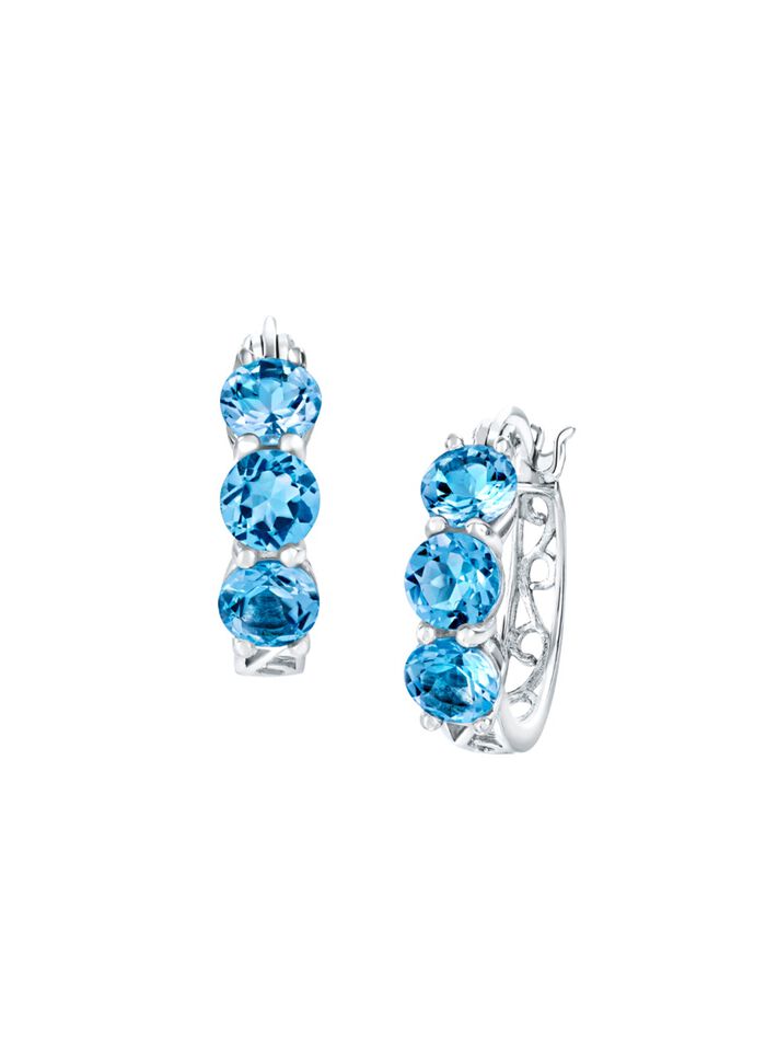 Verzierte Creolen mit Blautopas 