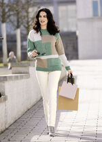 Pullover mit weichem Griff MINT-ECRU-TAUPE