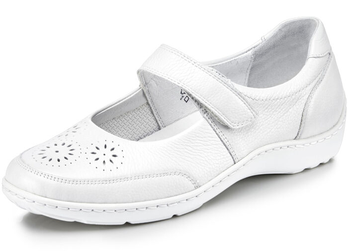 Waldläufer Slipper mit luftiger Perforation NATURWEISS