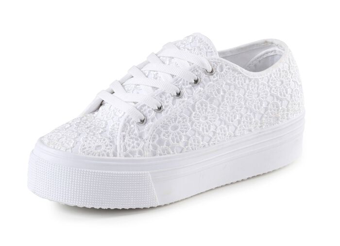 Elegante Damen-Schn&uuml;rschuhe, mit herausnehmbarem Fussbett WEISS