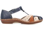 Rieker, leichte Damen-Sandalen, Weite G, mit Klettverschluss MARINE-BEIGE-COGNAC