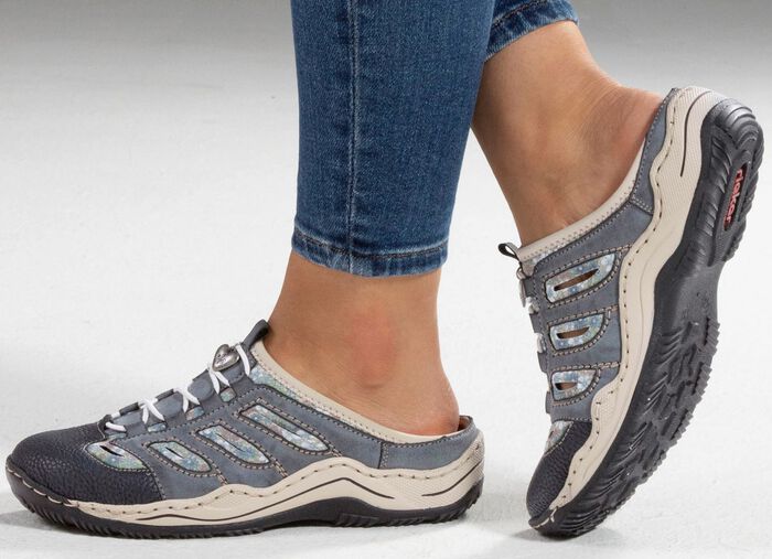 Rieker, klassische Damen-Clogs, mit Elastik-Zierschn&uuml;rung 