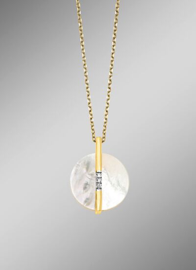 Zarte Eleganz: Anh&auml;nger mit echt Perlmutt und Ankerkette 