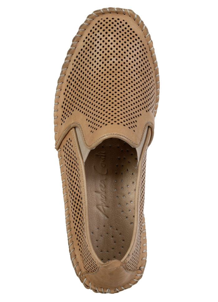 Andrea Conti, sommerliche Damen-Slipper, Weite G, mit herausnehmbarem Fussbett COGNAC