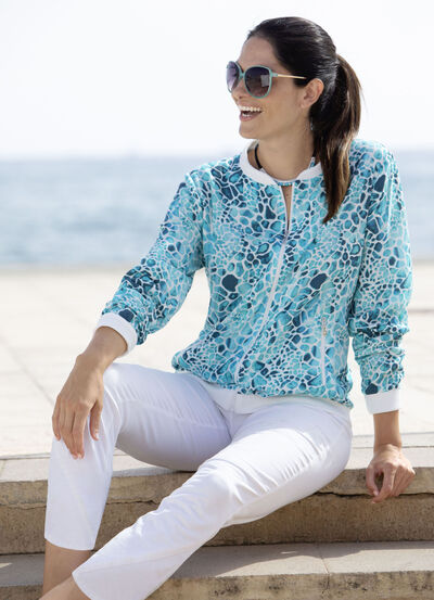 Blusenjacke mit Rippenstrick  Blusenjacke mit Rippenstrick