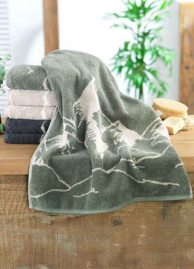 Frottier-Serie mit eingewebtem Bergpanorama 