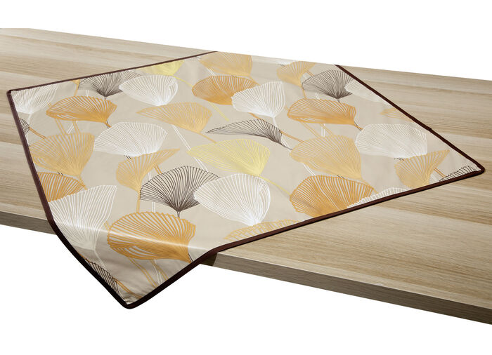 Wachstuch-Tischdecke mit farblich angepasstem Paspelband TERRA