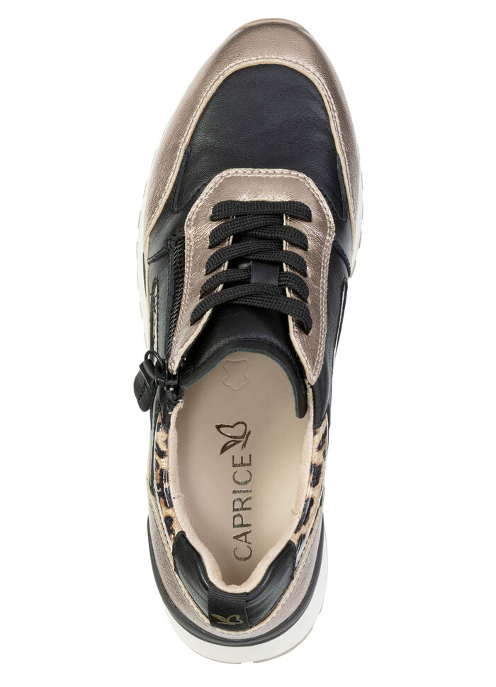 Caprice, trendige Damen-Sneaker, Weite G, mit herausnehmbarem Lederfussbett SCHWARZ-BRONZE