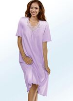 Nachthemd, Kurzarm mit V-Ausschnitt und Spitze 