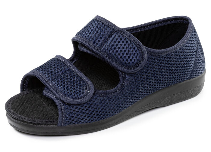 Bequeme Damen-Hausschuhe, Weite H, mit herausnehmbarem Fussbett MARINE