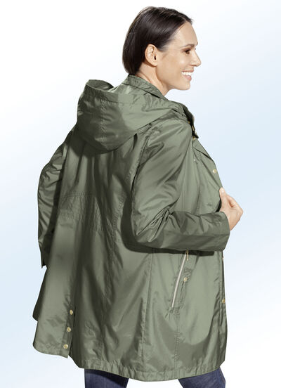 Longjacke mit abnehmbarer Kapuze 