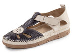 ELENA EDEN, sommerliche Damen-Slipper, Weite H, mit herausnehmbarem Fussbett SCHWARZ-BEIGE