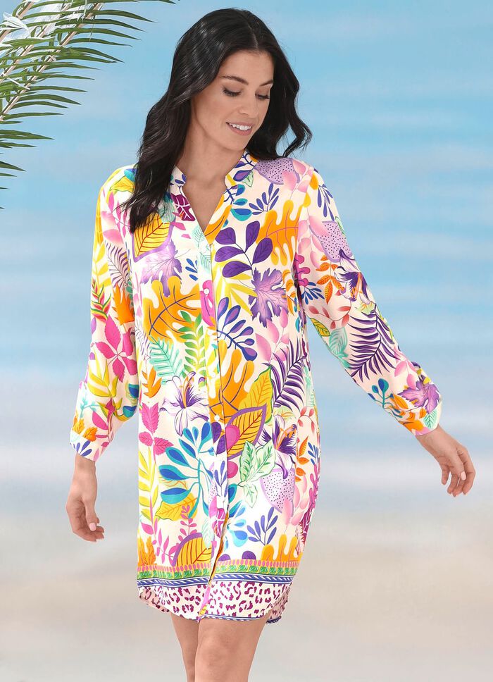 Longbluse mit langen &Auml;rmeln und Bord&uuml;rendruck 