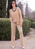 Strickjacke mit Paillettengarn BEIGE MELIERT