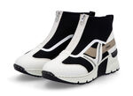 Rieker Bootie mit Schaft aus elastischem Textil CREME-SCHWARZ-BRAUN