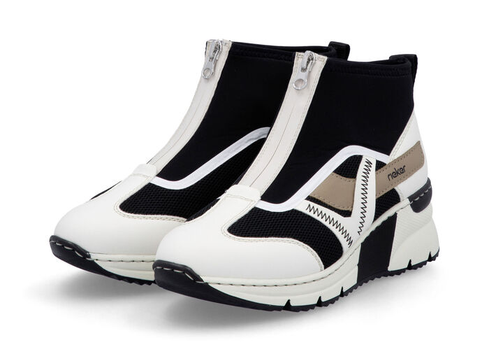 Rieker Bootie mit Schaft aus elastischem Textil CREME-SCHWARZ-BRAUN