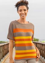 Pulli in Ringeldessin TAUPE-ORANGE-GELB