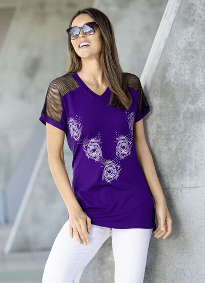 Longshirt mit Kontrast-Druck in 2 Farben 