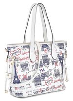 Tasche mit verspieltem Reise-Druckmotiv WEISS-BUNT
