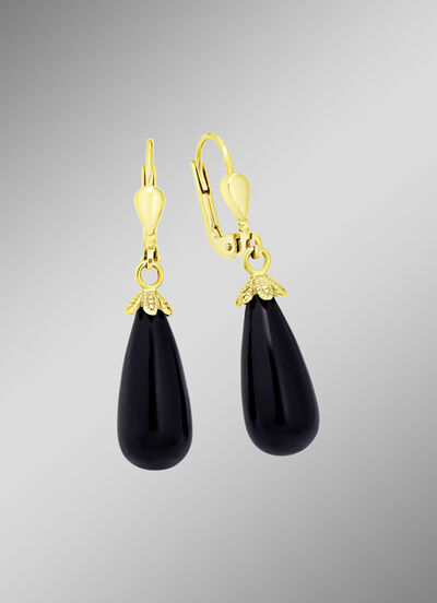 Schicke Ohrhänger mit beh. Onyx 