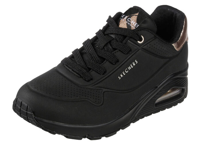 SKECHERS, bequeme Damen-Sneaker, mit sichtbarem Luftpolster SCHWARZ-GOLD