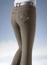 Jeans mit funkelnden Strasssteinen TAUPE