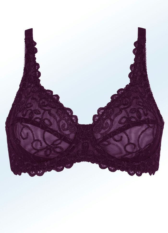 Viania B&uuml;gel-BH mit Stickereispitze BROMBEER