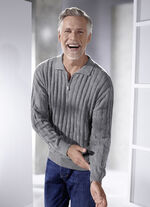 Polopullover mit kurzem Reissverschluss in 3 Farben GRAU MELIERT