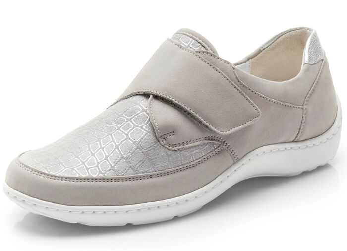 Waldl&auml;ufer, bequeme Damen-Slipper, Weite H, mit herausnehmbarem Fussbett STEINGRAU