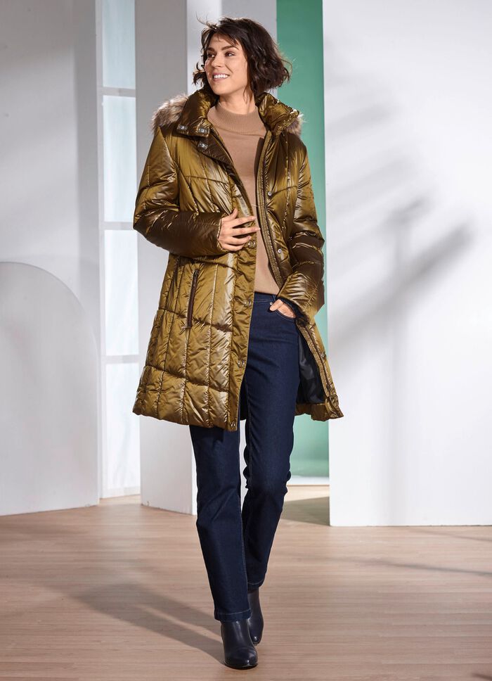 Kurzmantel mit elastischen Windfang&auml;rmeln 