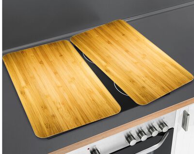 Herdabdeckplatten in Holzoptik, 2er-Set 