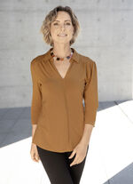 Poloshirt mit Zierblende in 2 Farben COGNAC