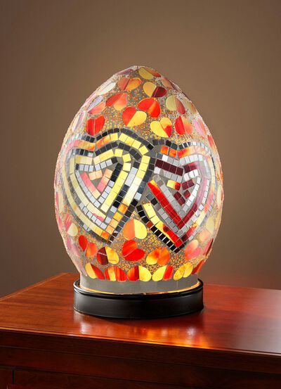 Tischlampe mit Mosaik aus Glasst&uuml;cken 